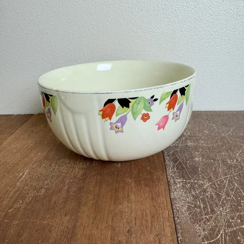 Hall's Kitchenware Vintage‎ Crocus Poppy Floral Nesting Mixing Serving Bowl